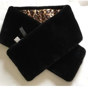 White House Black Market Black Faux Fur Scarf